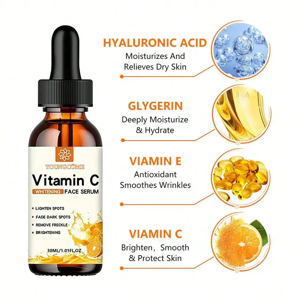 Radiance Reborn: Vitamin C Facial Essence with Hyaluronic Acid – Fade Dark Spots, Repair Damage, and Reveal Luminous, Youthful Skin (30ml)