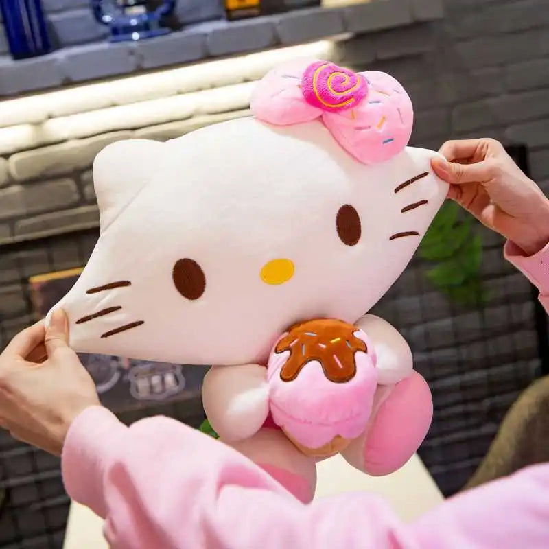 Hello Kitty Kawaii Plush Toys – Soft Ice Cream Pillow Dolls, Cute Stuffed Animal Decor & Christmas Gift for Girls and Kids