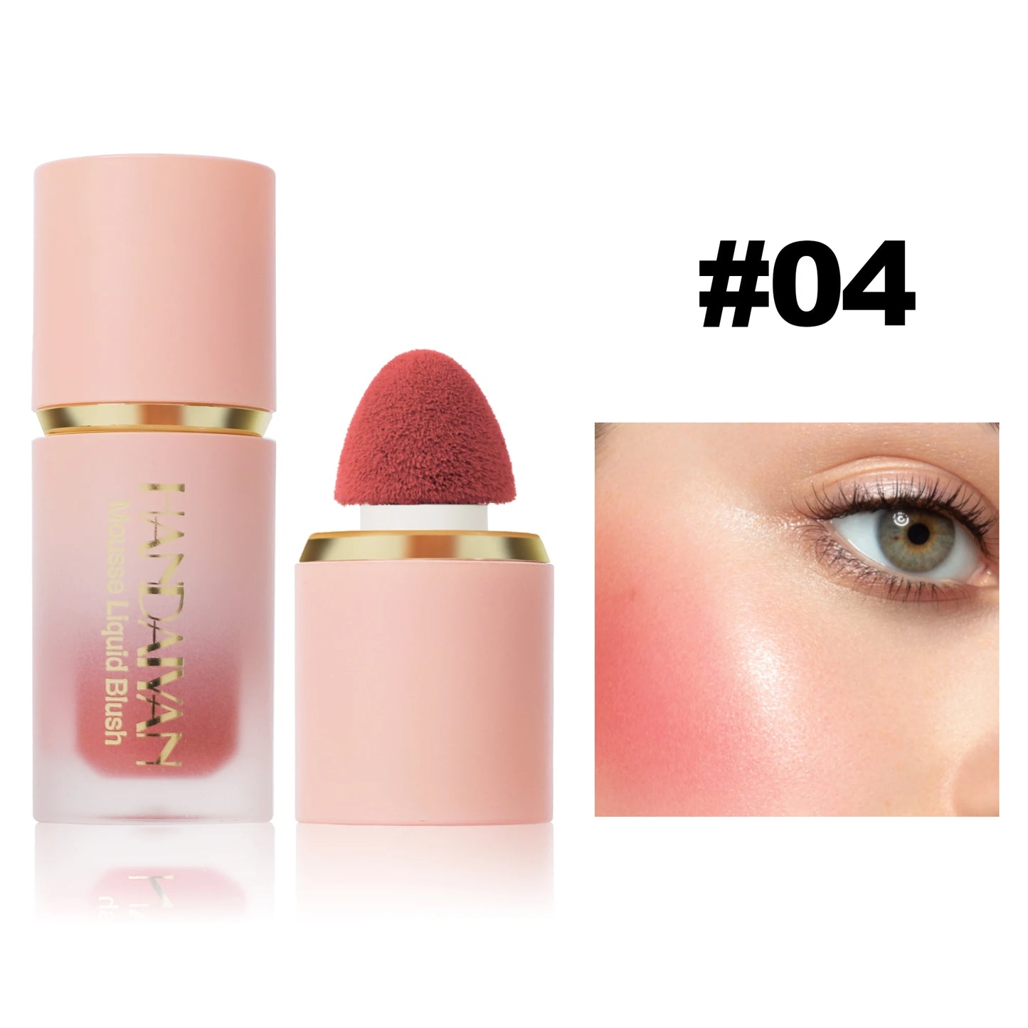 HANDAIYAN 6-Color Matte Liquid Blush β Long-Lasting, Waterproof Formula with Built-In Sponge Applicator
