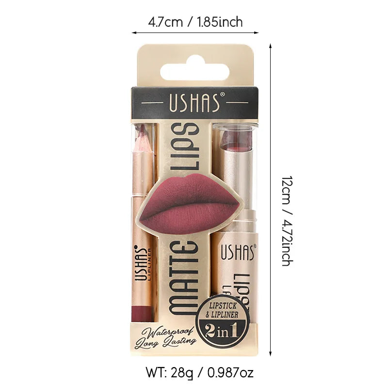 USHA’S 12 Color Matte Lipstick Set – Long-lasting, Waterproof, and Perfectly Paired with Lip Liner for Flawless Lips Every Time 💄💋