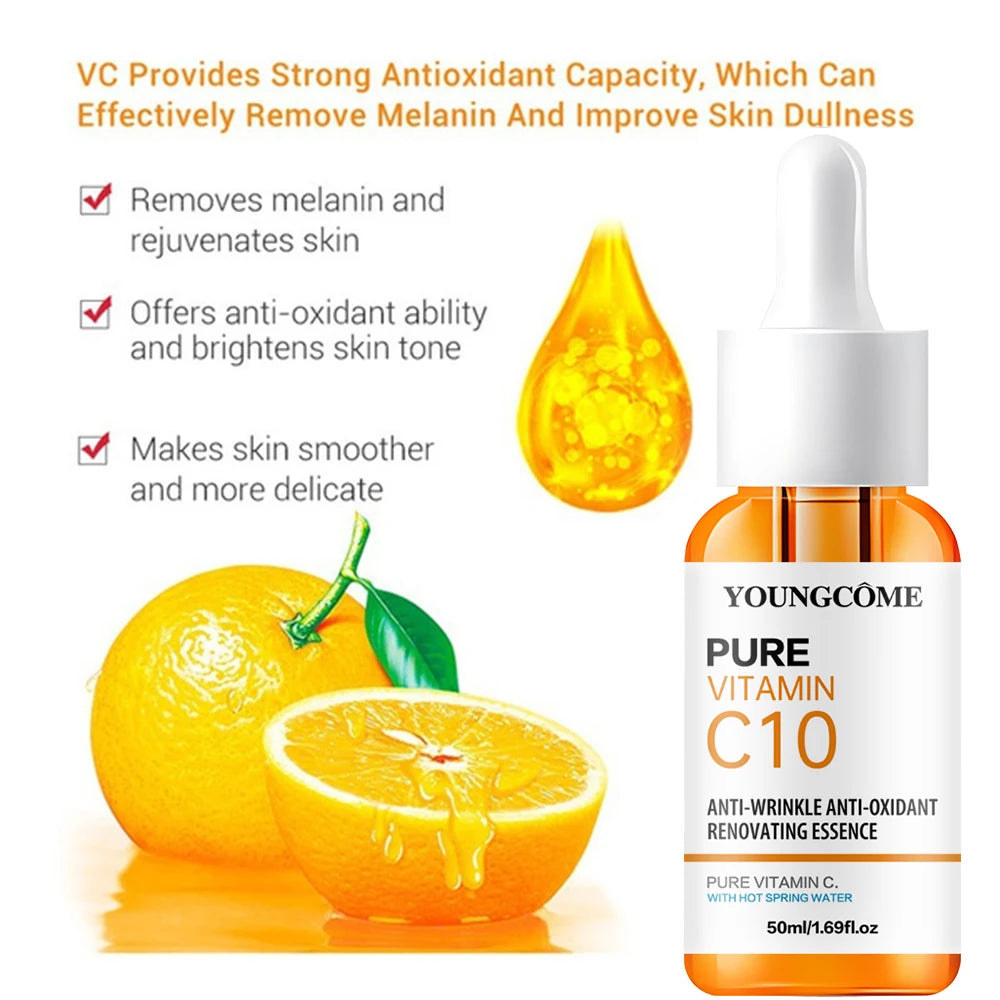 🌞 Vitamin C Glow Serum – Hyaluronic Acid + Dark Spot Corrector | Brightens, Fades Fine Lines & Hydrates Dull Skin | 10ml