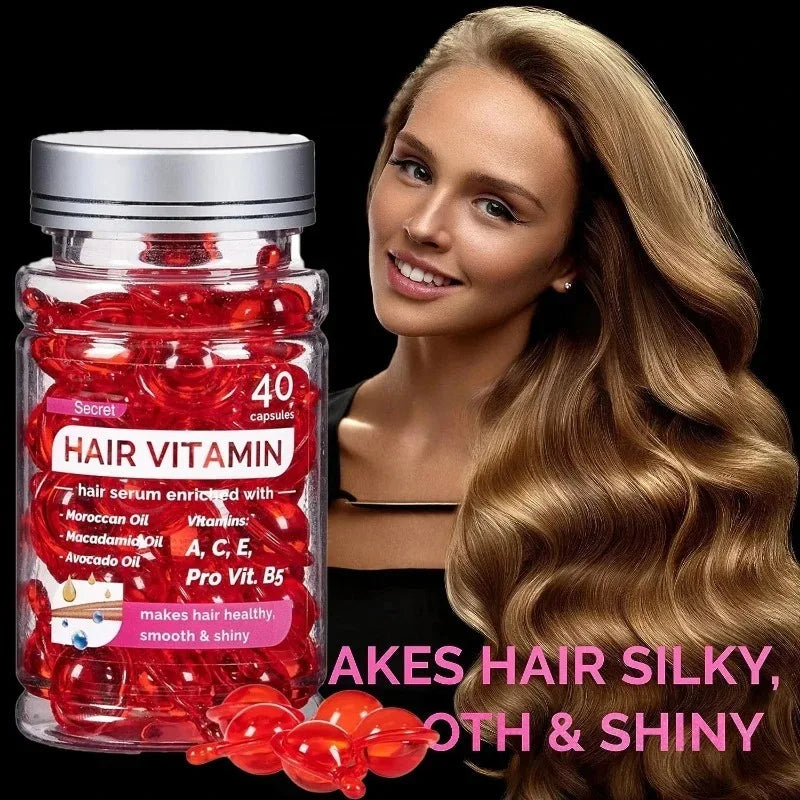 🧴 Transform Your Hair Instantly – Moroccan Agam Vitamin Oil Capsules for Silky, Damage-Free Hair (40 Count)