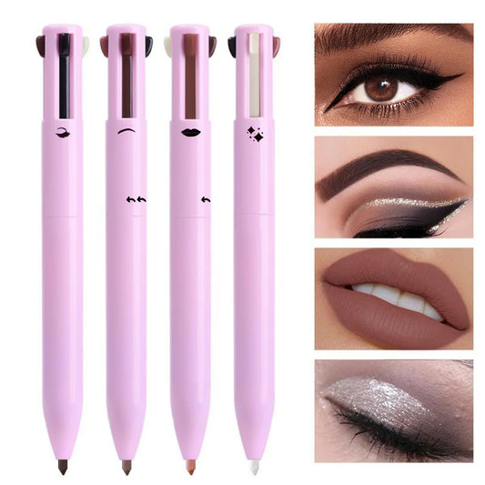 4-in-1 Multi-Functional Lip Liner, Eyeliner & Eyebrow Pencil – 4-Color Set for Full-Face Precision Beauty