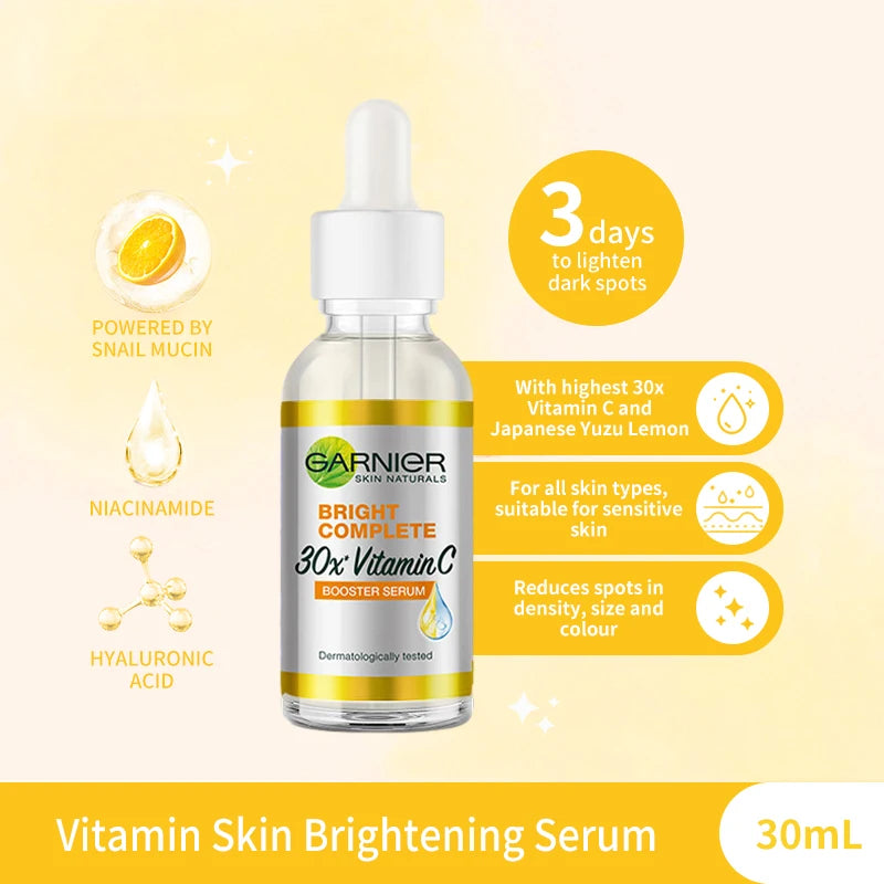 ✨ Garnier 30X Vitamin C + Niacinamide Serum – Instantly Brighten, Fade Acne Marks & Unleash Radiant, Even-Toned Skin | 30ml Glow Booster
