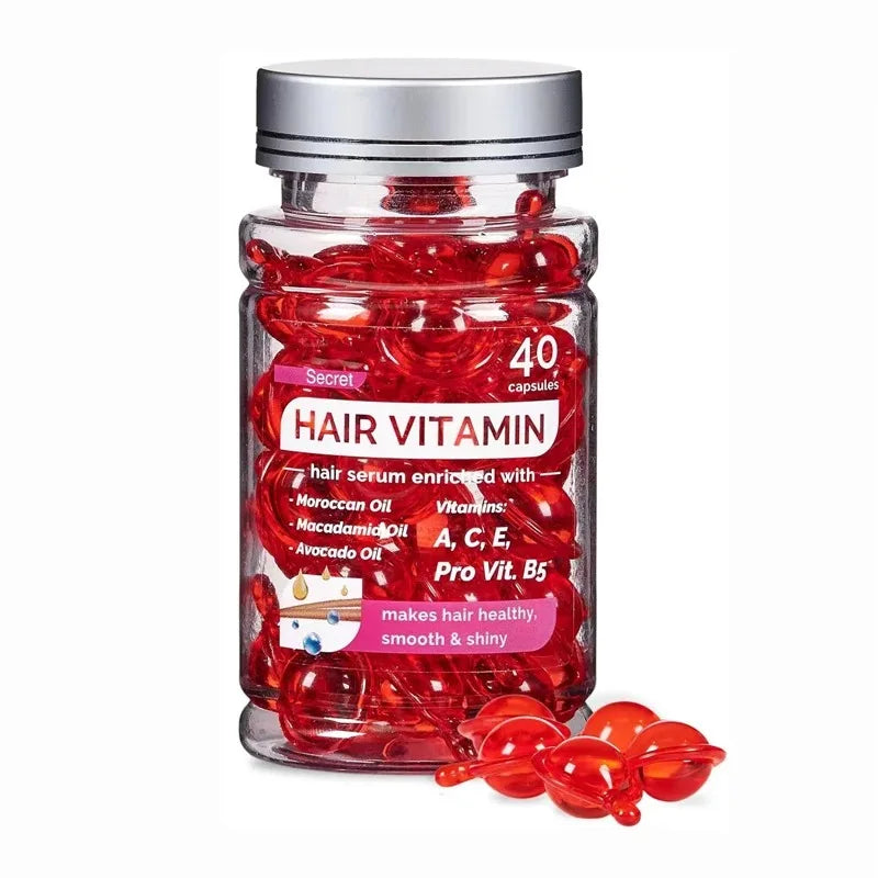 🧴 Transform Your Hair Instantly – Moroccan Agam Vitamin Oil Capsules for Silky, Damage-Free Hair (40 Count)