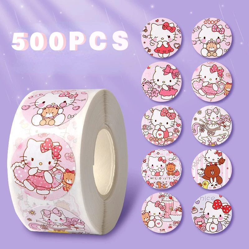 500 PCS Sanrio Hello Kitty, Kuromi & My Melody Sticker Pack – Adorable Kawaii Cartoon Stickers for Journals, Crafts, and Gifting