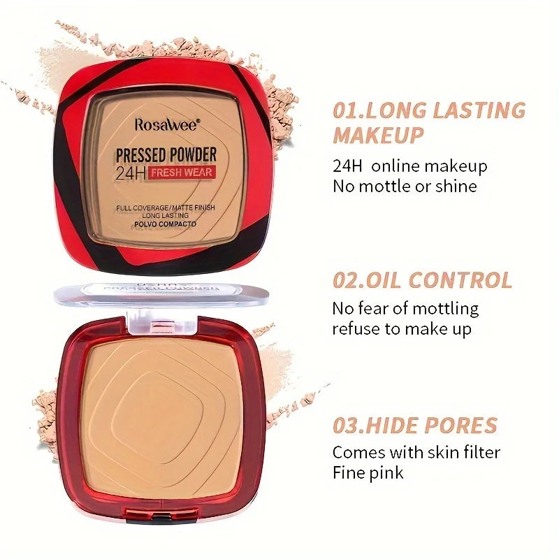 ✨ Matte Full Coverage Pressed Powder Foundation – 24H Shine Control, Weightless Finish & Puff Applicator Included