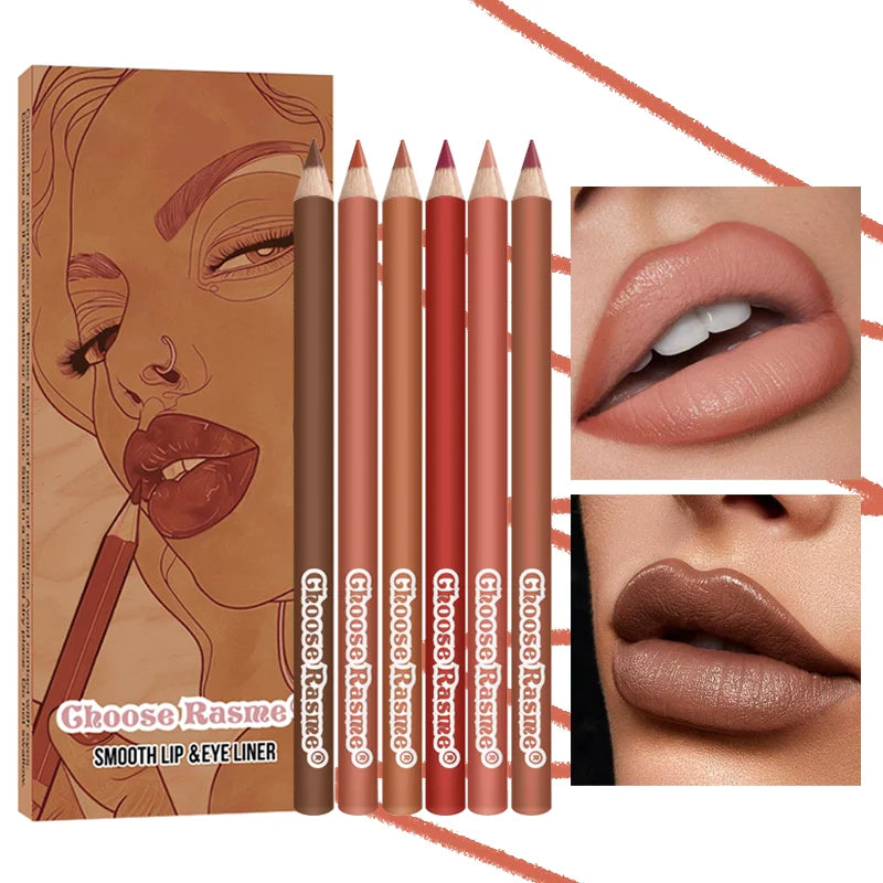 š 6pcs Lip Liner Pen Set ā 6 Colors Waterproof & Sweat-proof, Non-fade, Non-stick Cup Nude Lipstick Pencil Combo šØāØ
