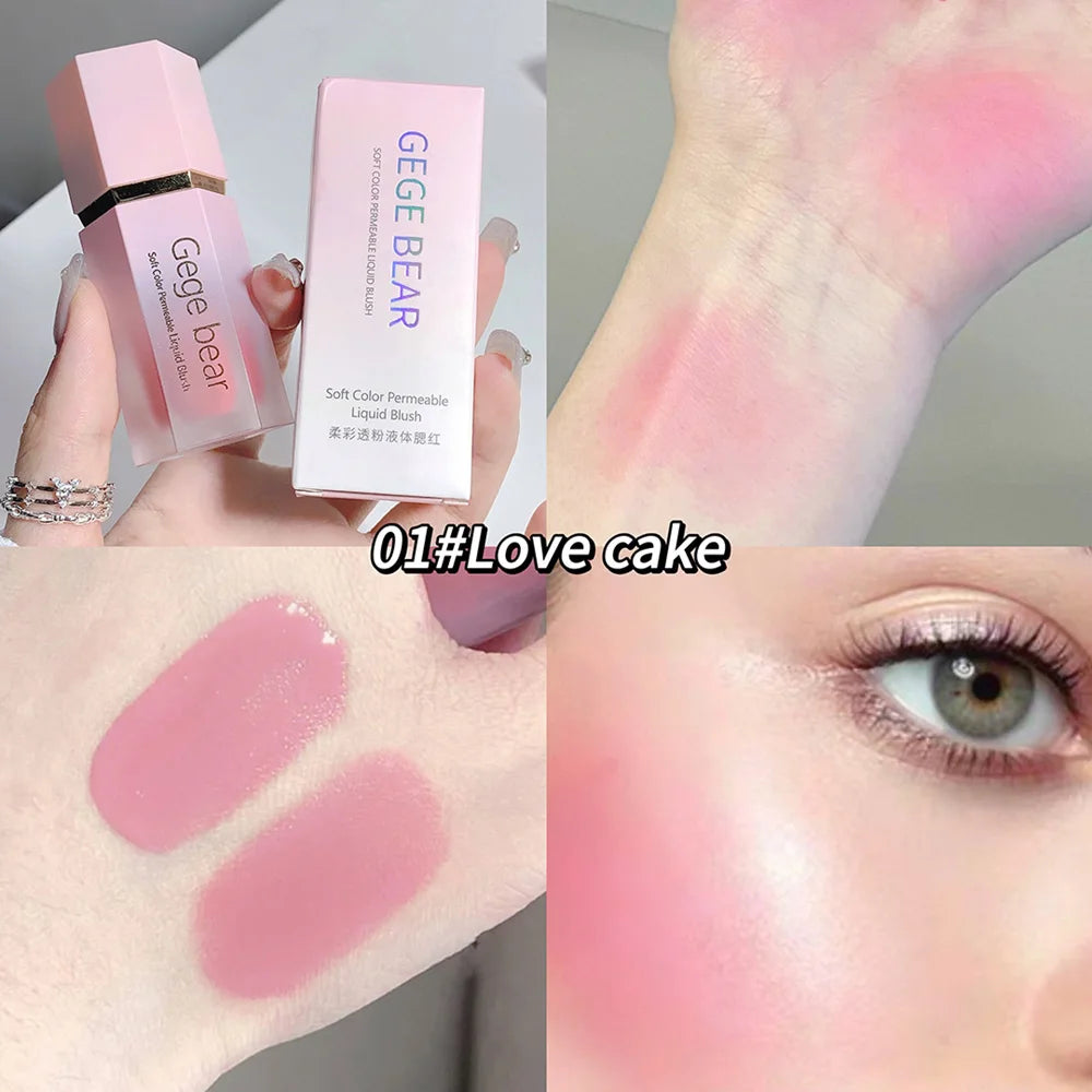 Gege Bear Liquid Blush Cream – 6 Colors, Smooth Velvet Matte Pink Blusher, Natural & Easy to Blend
