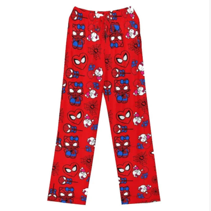 π©· Hello Kitty x Spider-Man Y2K Anime Pajama Pants β Cozy Cartoon Slacks for Couples, Girls, and Gift Giving