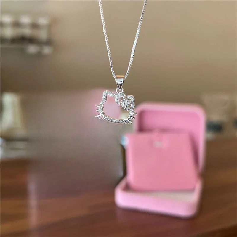 🌸 Kawaii Hello Kitty Clavicle Pendant – Elegant Sanrio-Inspired Necklace for Women, Soft Anime Aesthetic Jewelry Gift