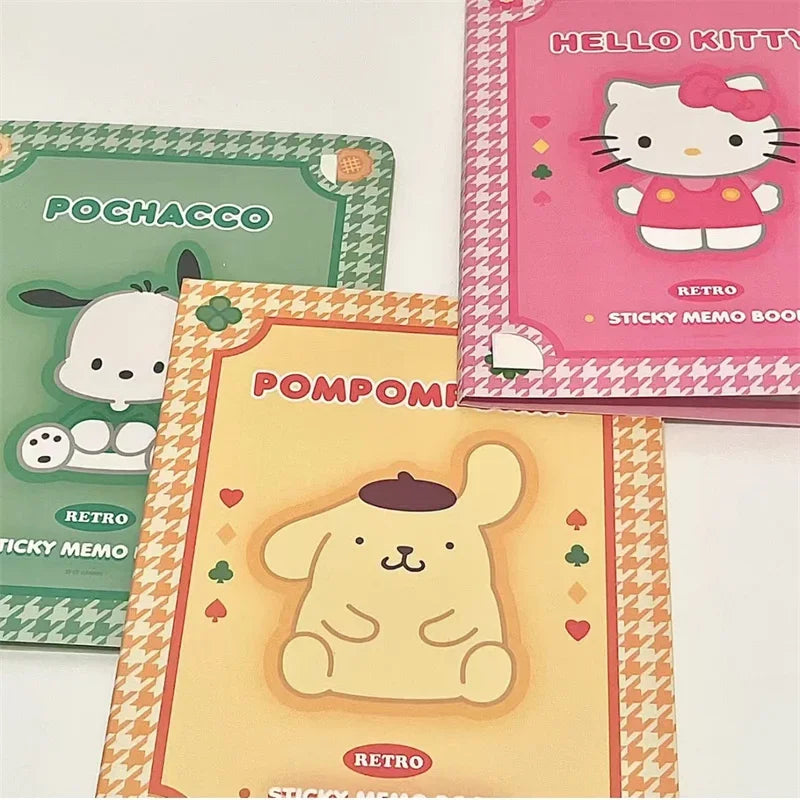 Kawaii Hello Kitty Sticky Notes – Cute Cartoon Memo Pads with Kuromi, My Melody & Cinnamoroll for School, Office, or Journals