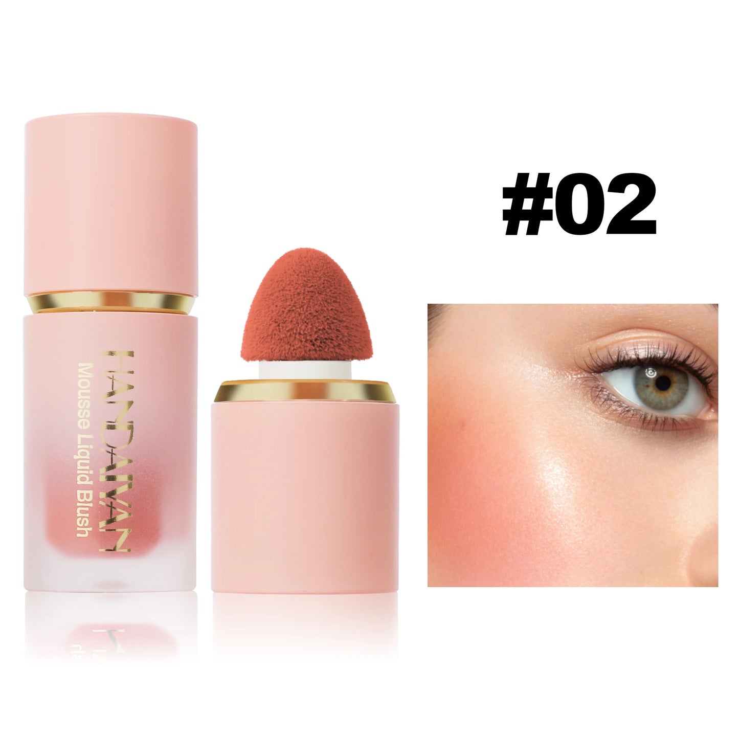 HANDAIYAN 6-Color Matte Liquid Blush β Long-Lasting, Waterproof Formula with Built-In Sponge Applicator