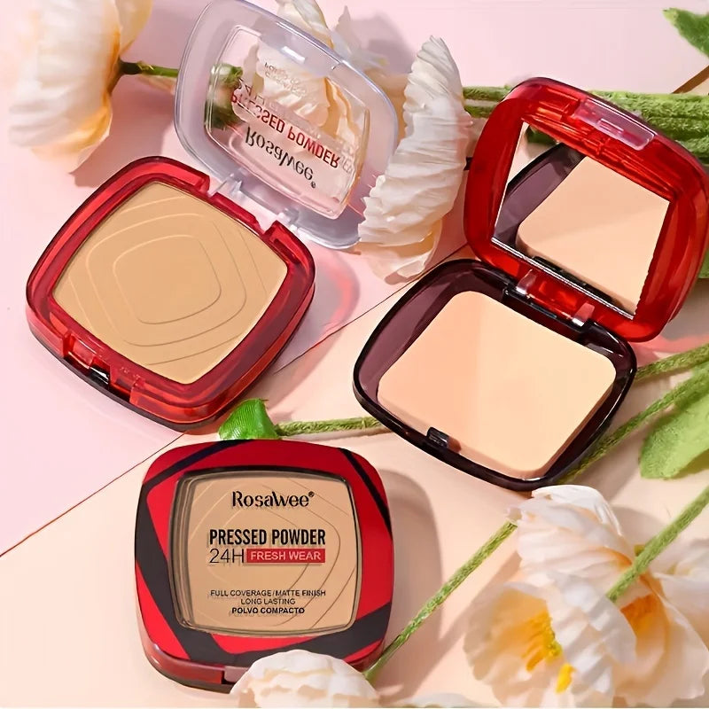 ✨ Matte Full Coverage Pressed Powder Foundation – 24H Shine Control, Weightless Finish & Puff Applicator Included