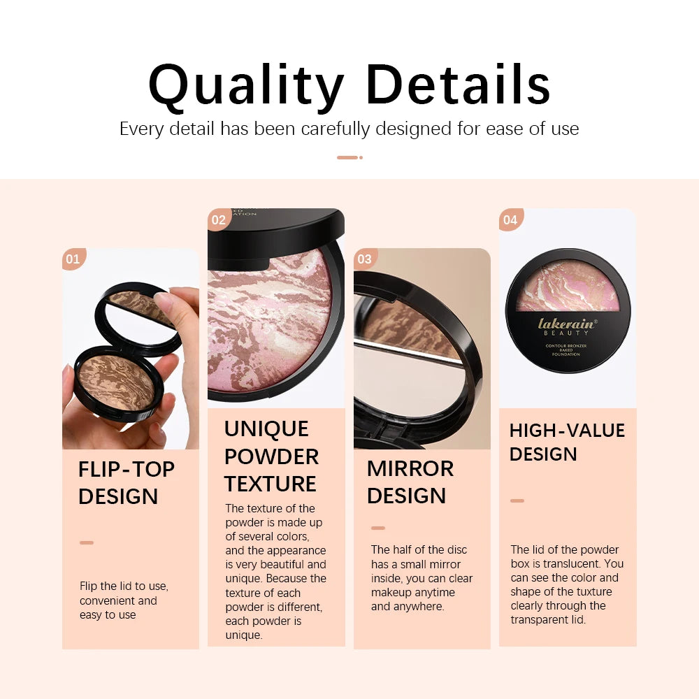 π Matte Face Foundation & Bronzer Compact β Long-Lasting, Oil Control, Color-Correcting & Sculpting Powder for Flawless All-Day Coverage