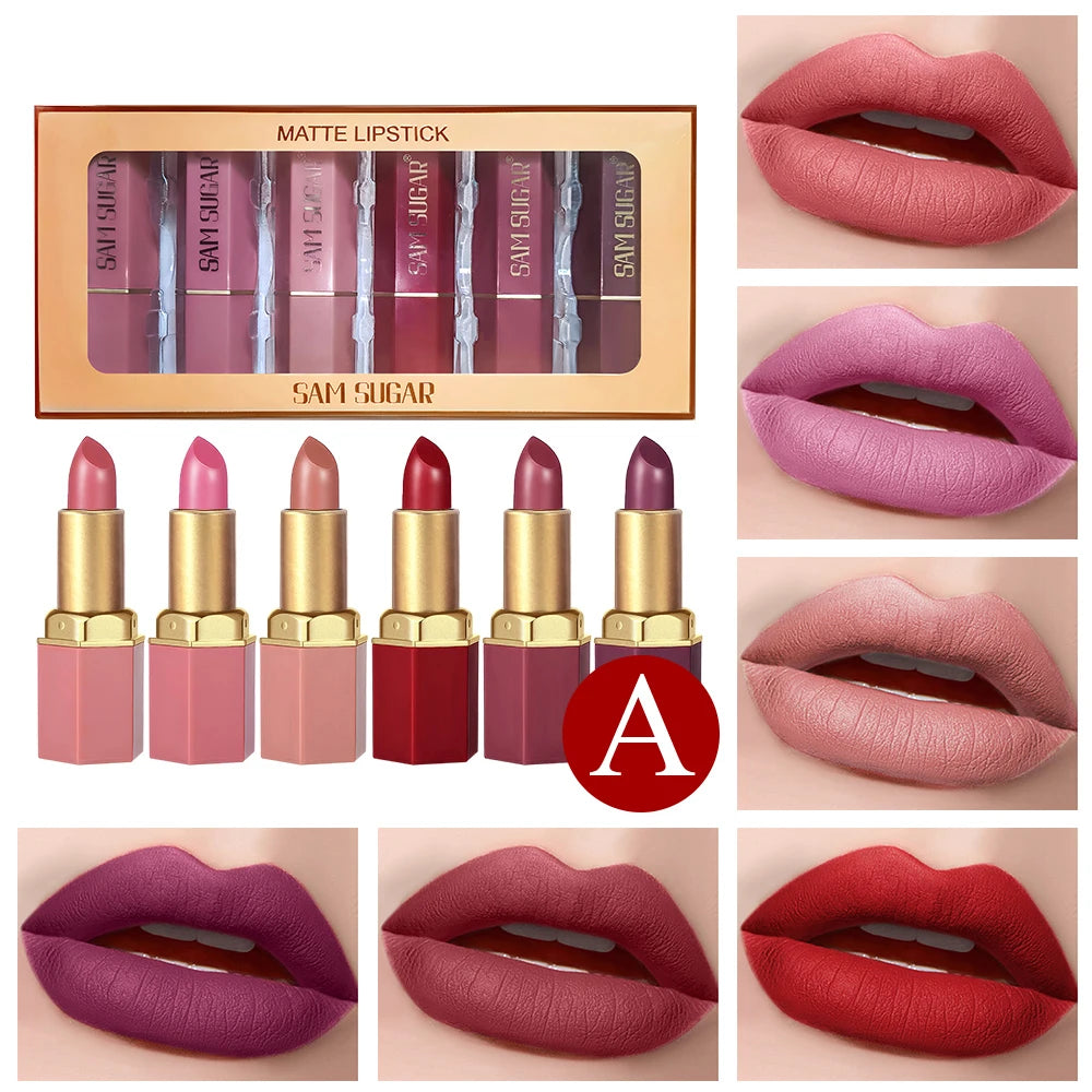 6PCS Gold Bar Lipstick Set – Drape Your Lips in Luxury 💋✨