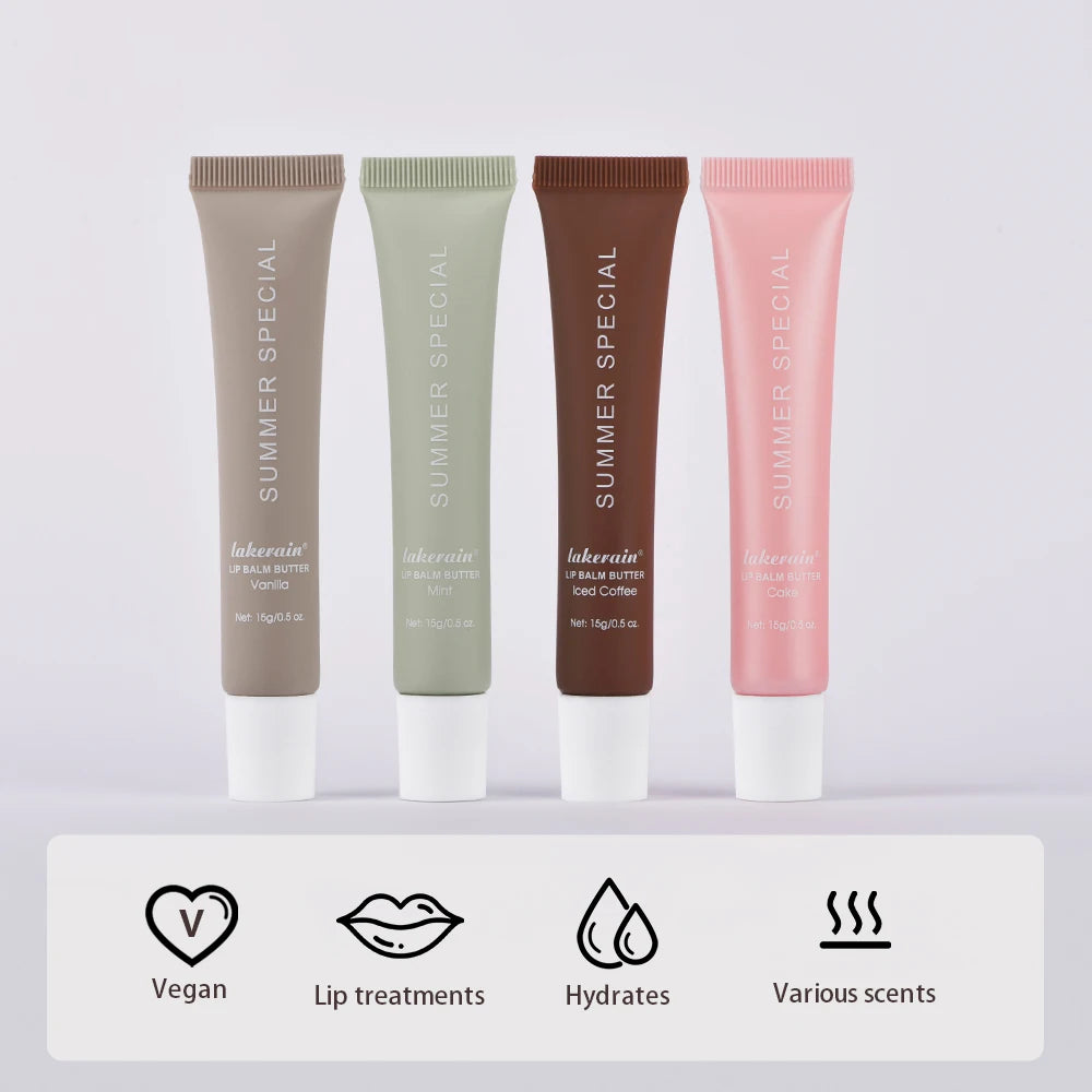 Summer Lip Balm Gloss – Moisturizing Mirror Lip Oil with Vanilla, Mint, Iced Coffee & Cake Scents | Transparent Shine & Nourishment