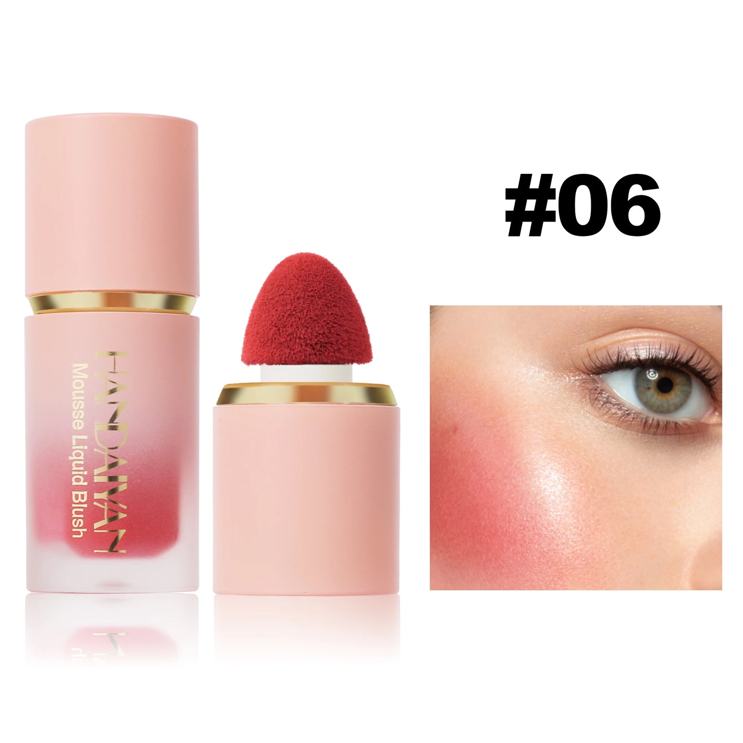 HANDAIYAN 6-Color Matte Liquid Blush β Long-Lasting, Waterproof Formula with Built-In Sponge Applicator