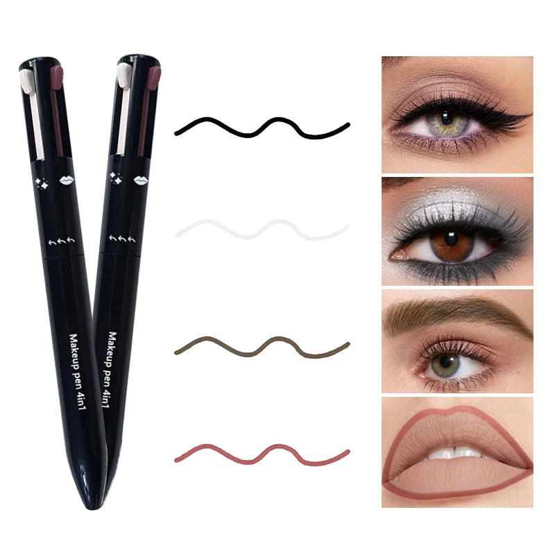 4-in-1 Multi-Functional Lip Liner, Eyeliner & Eyebrow Pencil – 4-Color Set for Full-Face Precision Beauty
