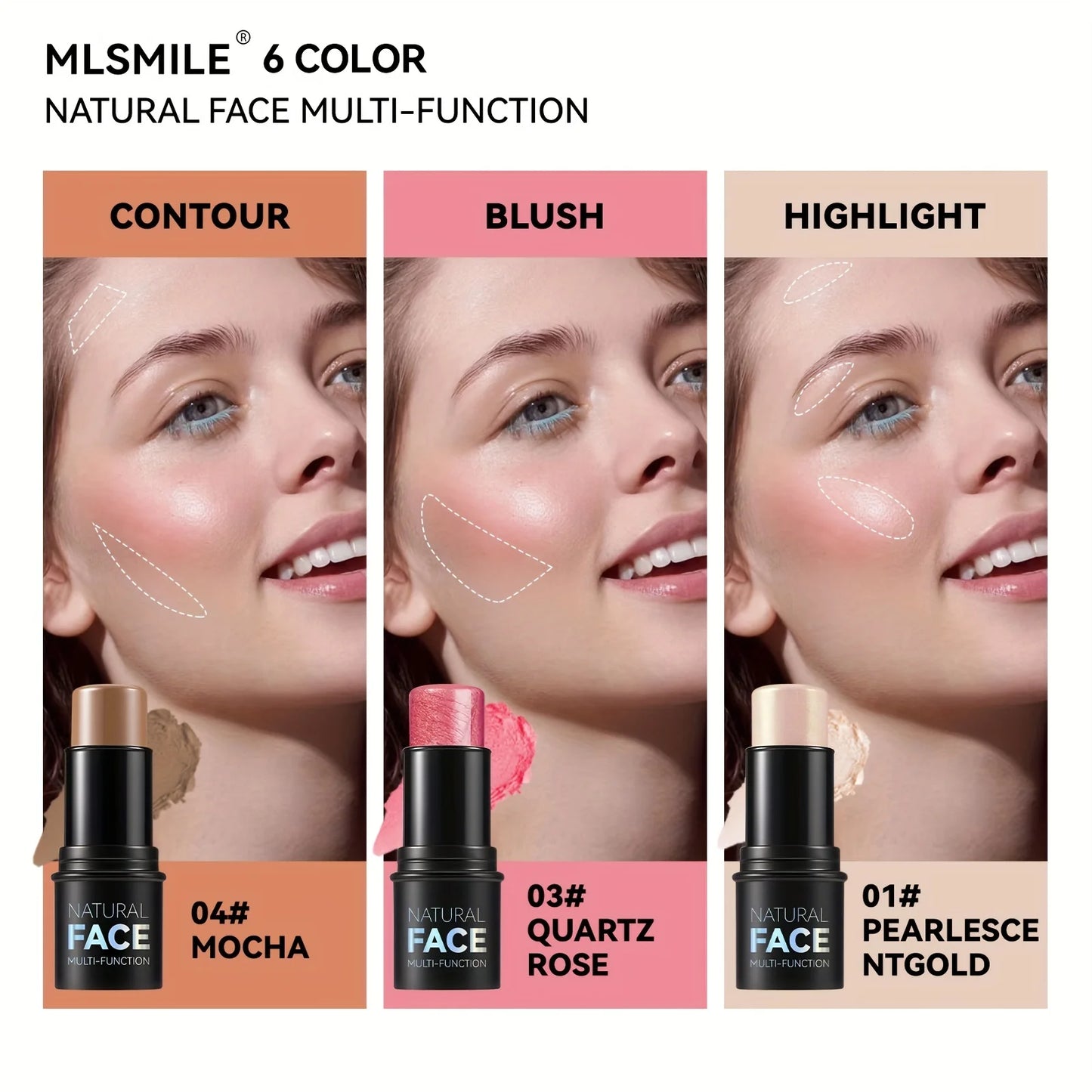 Cream Contour Stick – Multi-Shade Sculpting Pen with Highlighter, Bronzer & Blush | Long-Lasting, Water-Resistant, Non-Greasy Formula