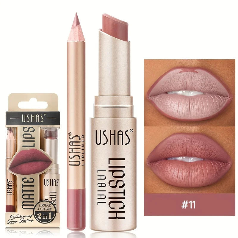 USHAS 12 Color Matte Lipstick Set + Lip Liner – Your Ultimate All-Day Flawless Lip Solution! 💋🔥
