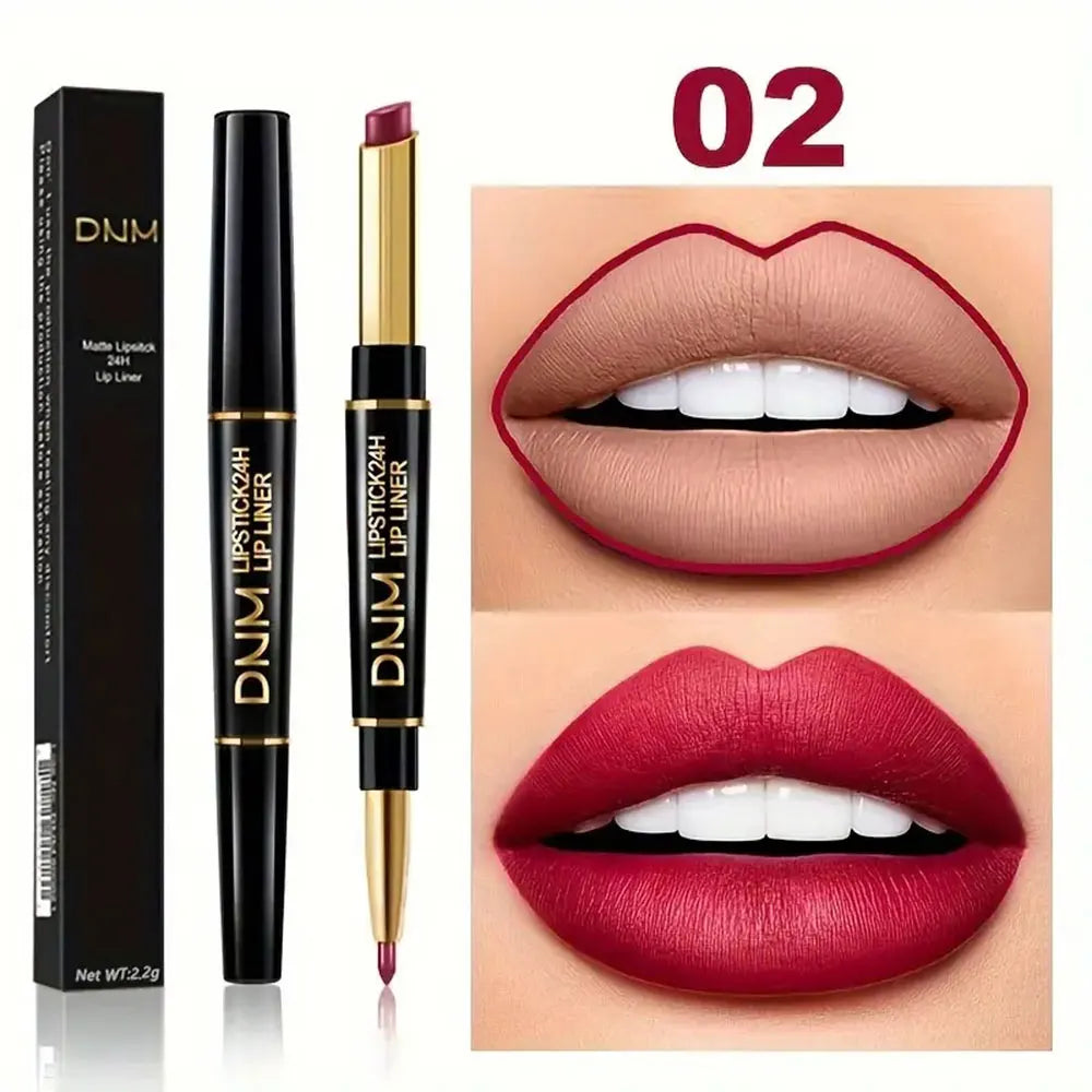 Double-Ended Non-Stick Cup Lipstick & Lip Liner – Perfectly Defined, Bold Lips That Last All Day! 💋💄
