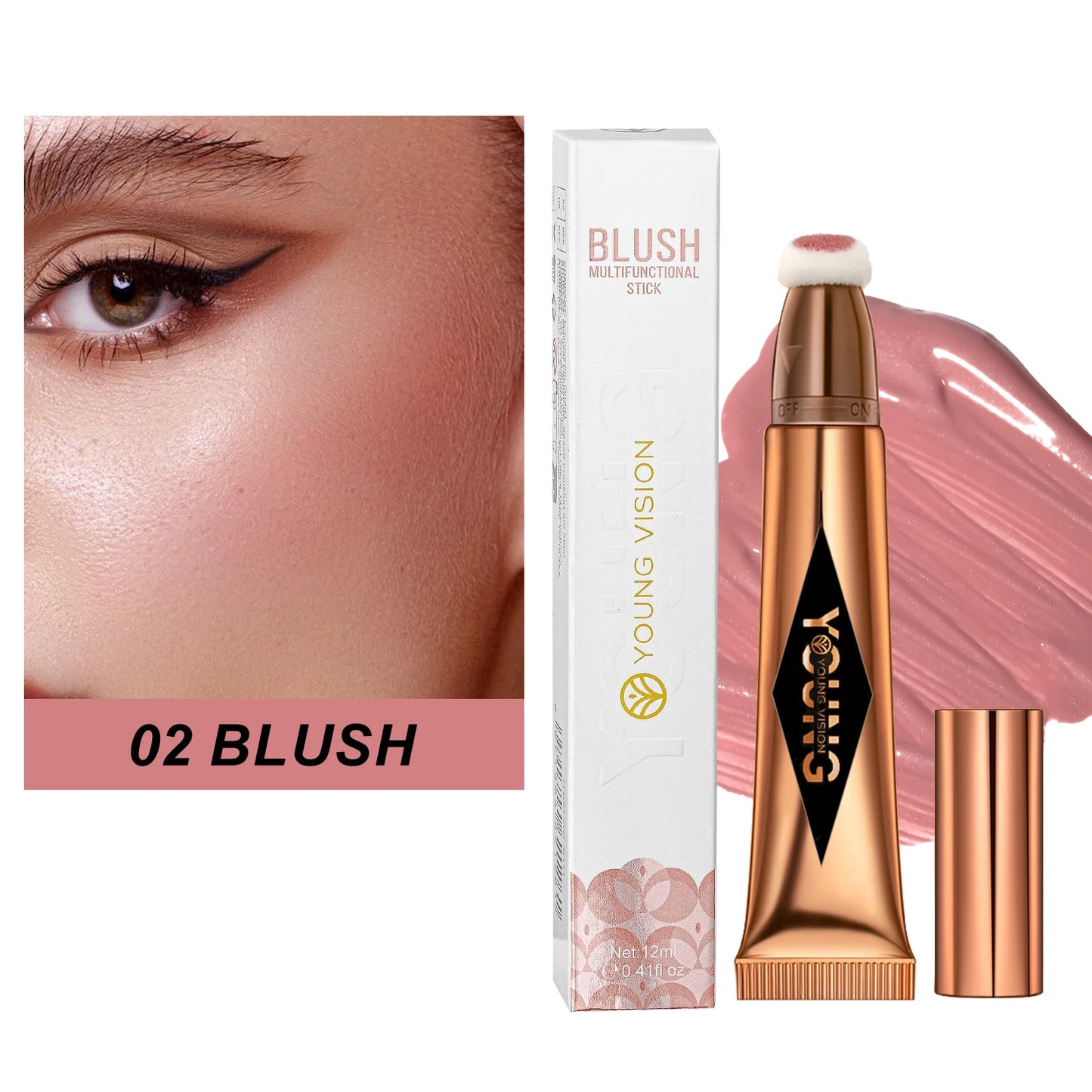 Multifunctional Liquid Blush & Highlight Stick β Silky All-in-One Face Contour, Eye Shadow & Blush | Waterproof & Long-Lasting