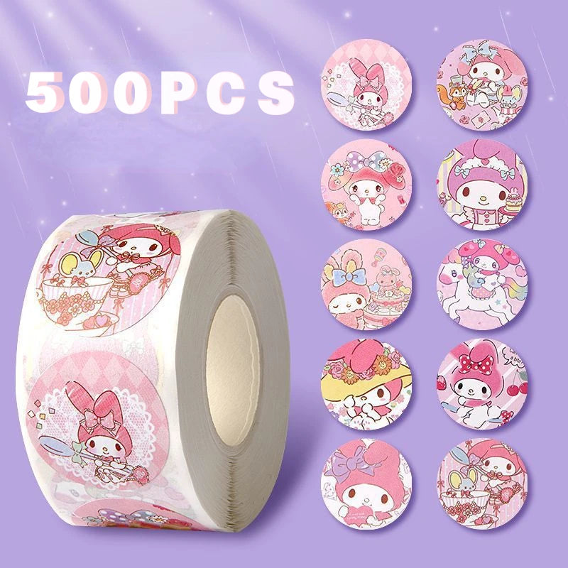 500 PCS Sanrio Hello Kitty, Kuromi & My Melody Sticker Pack – Adorable Kawaii Cartoon Stickers for Journals, Crafts, and Gifting