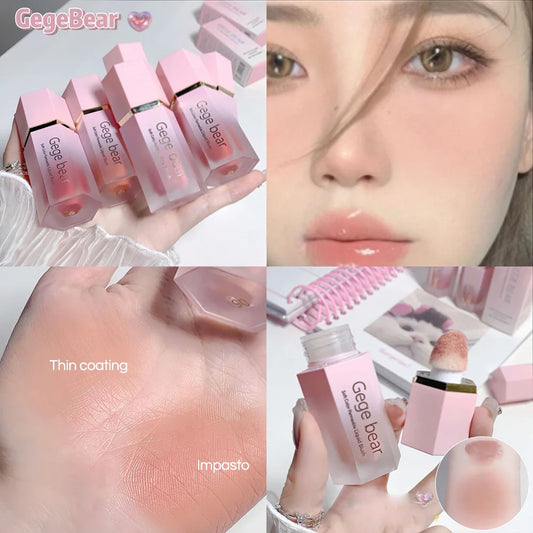 Gege Bear Liquid Blush Cream – 6 Colors, Smooth Velvet Matte Pink Blusher, Natural & Easy to Blend