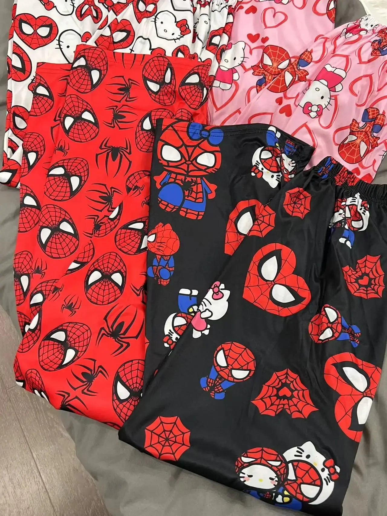 π©· Hello Kitty x Spider-Man Y2K Anime Pajama Pants β Cozy Cartoon Slacks for Couples, Girls, and Gift Giving