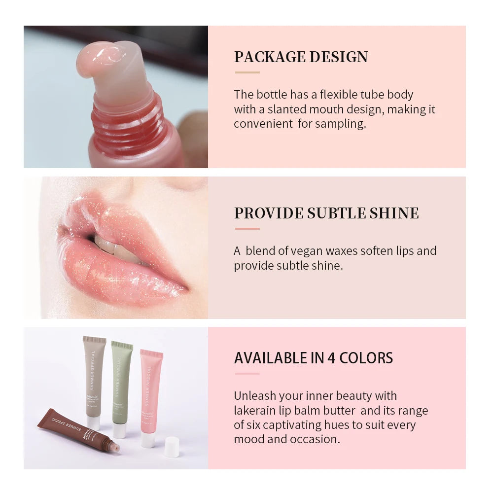 Summer Lip Balm Gloss – Moisturizing Mirror Lip Oil with Vanilla, Mint, Iced Coffee & Cake Scents | Transparent Shine & Nourishment