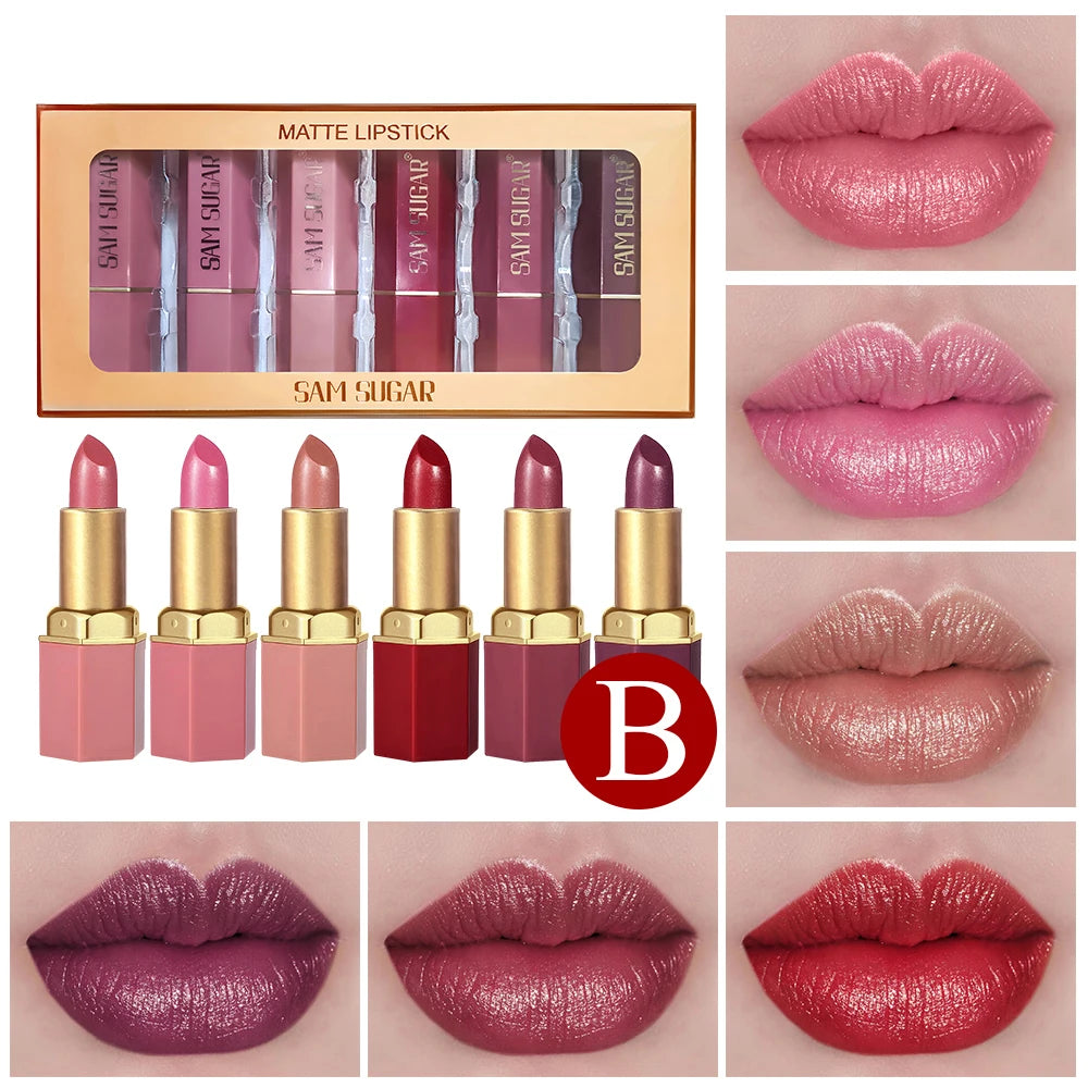 6PCS Gold Bar Lipstick Set – Drape Your Lips in Luxury 💋✨