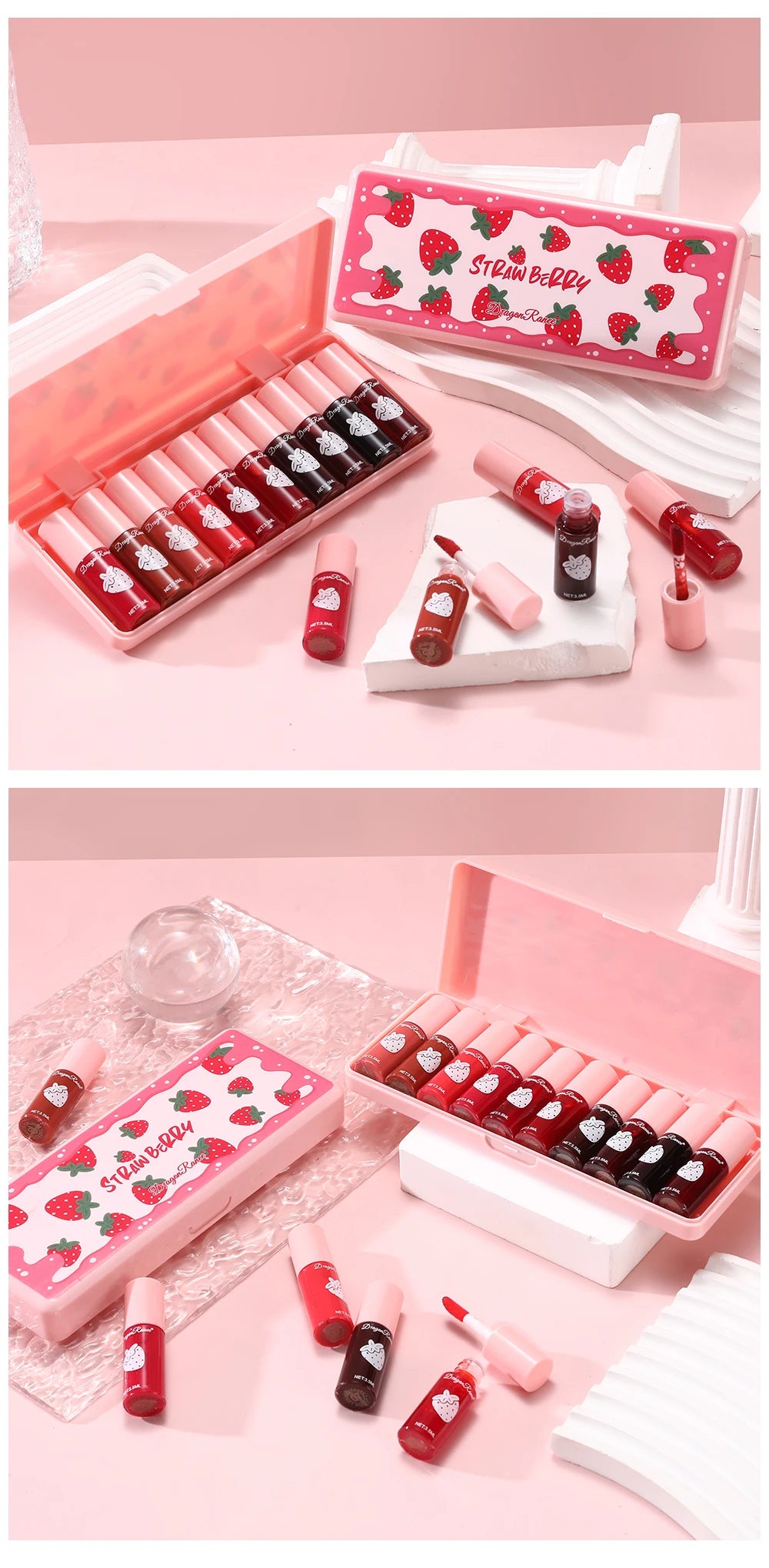 10-Piece Hydrating Water Lip Tint Set – Long-Lasting, Non-Fading, Transfer-Proof Liquid Lip Stain Collection