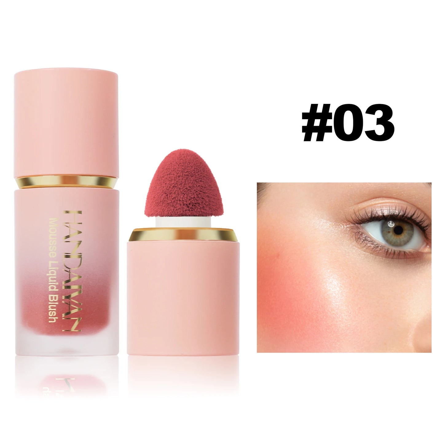 HANDAIYAN 6-Color Matte Liquid Blush β Long-Lasting, Waterproof Formula with Built-In Sponge Applicator