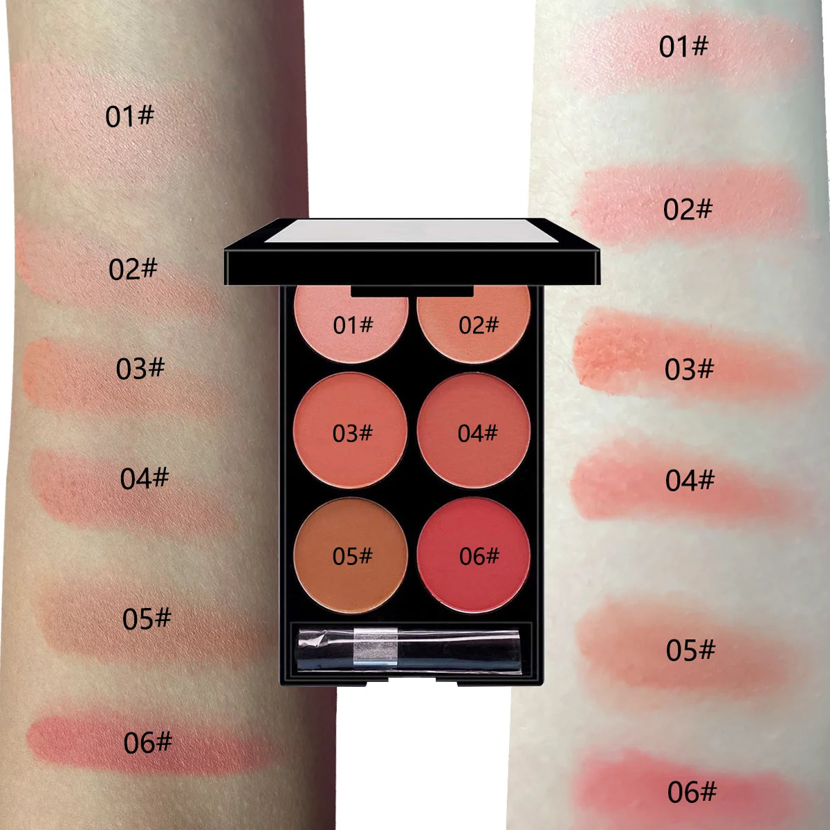 6-Color Blush & Contour Palette β Matte & Pearlescent Powder Makeup for a Sculpted, Radiant Look