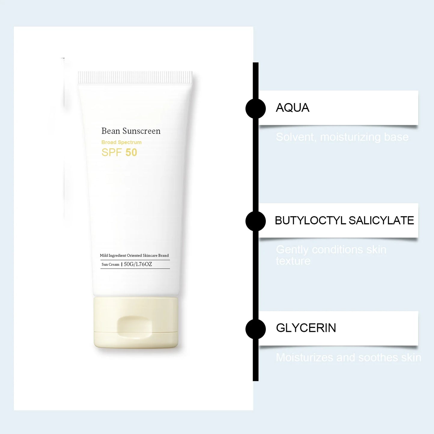 [Top Selling] mixsoon Bean Sunscreen 1.69 fl.oz / 50ml — Airy Watery Texture, No White Cast, Daily Korean Face Sunscreen