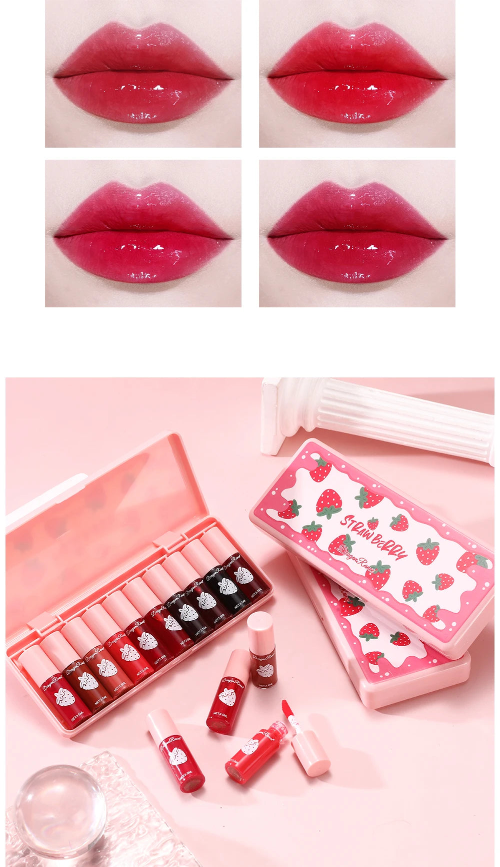 10-Piece Hydrating Water Lip Tint Set – Long-Lasting, Non-Fading, Transfer-Proof Liquid Lip Stain Collection