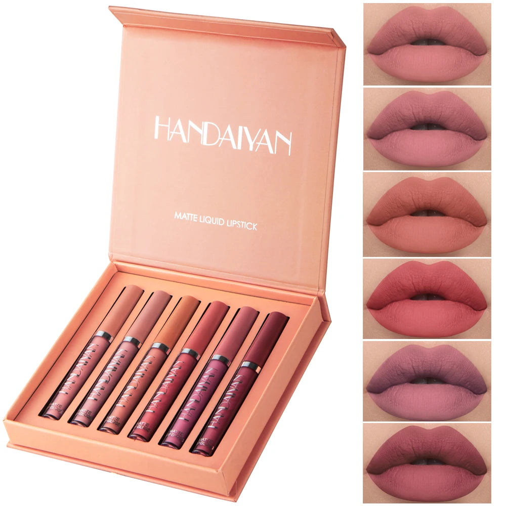 💄 HANDAIYAN 6-Piece Matte Lip Gloss Gift Set – The Ultimate Power Collection 💋