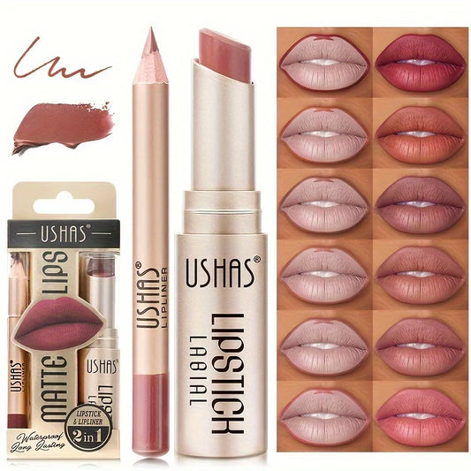 USHA’S 12 Color Matte Lipstick Set – Long-lasting, Waterproof, and Perfectly Paired with Lip Liner for Flawless Lips Every Time 💄💋