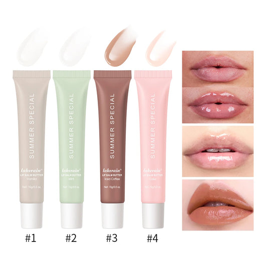 Summer Lip Balm Gloss – Moisturizing Mirror Lip Oil with Vanilla, Mint, Iced Coffee & Cake Scents | Transparent Shine & Nourishment