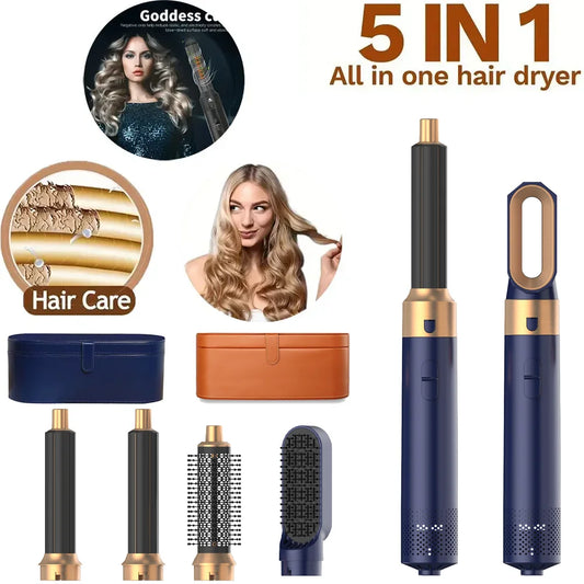 💨 2024 5-in-1 Hot Air Styling Tool – Curl, Straighten & Volumize with One Powerful Blow Dryer Brush Set | The Ultimate Hair Makeover Kit
