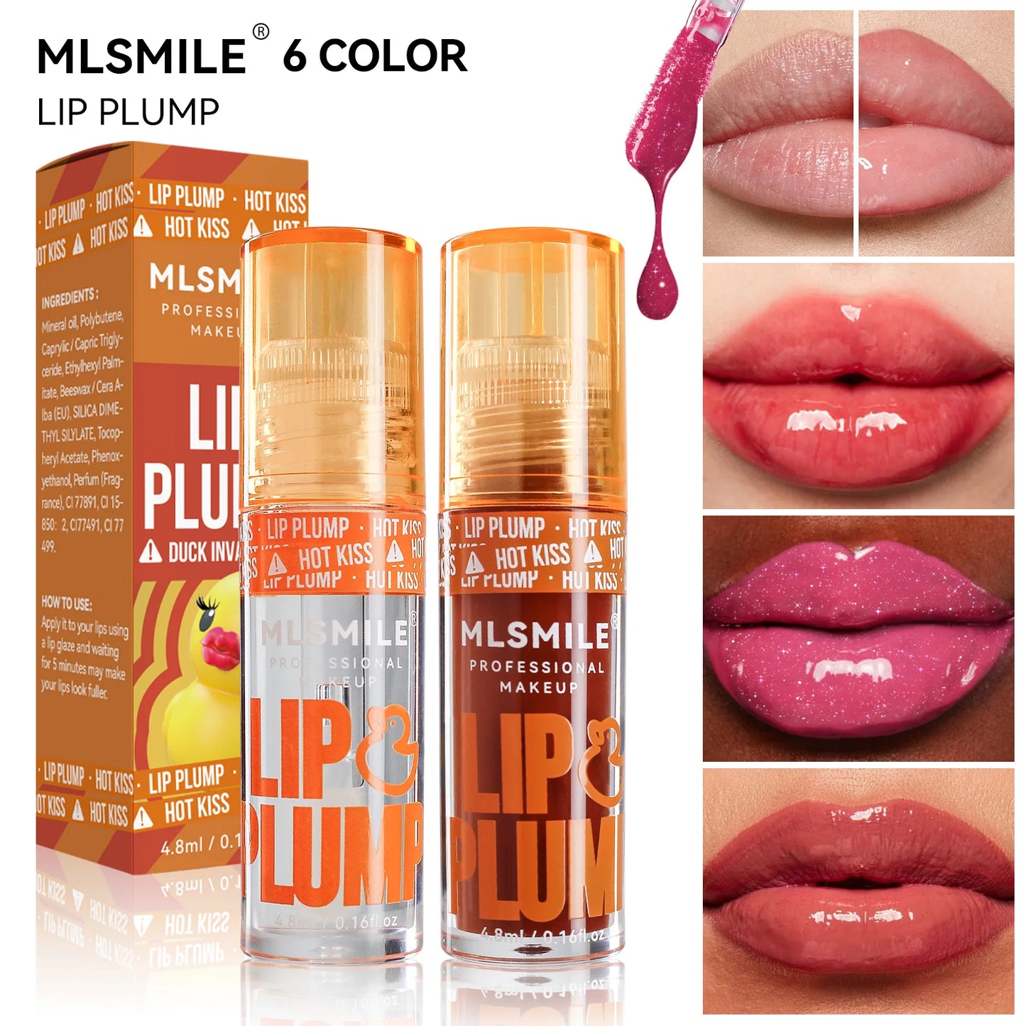 🦆 MLSMILE “Duck Lip” Mirror Gloss Oil – Moisturizing • Plumping • Irresistibly Glossy