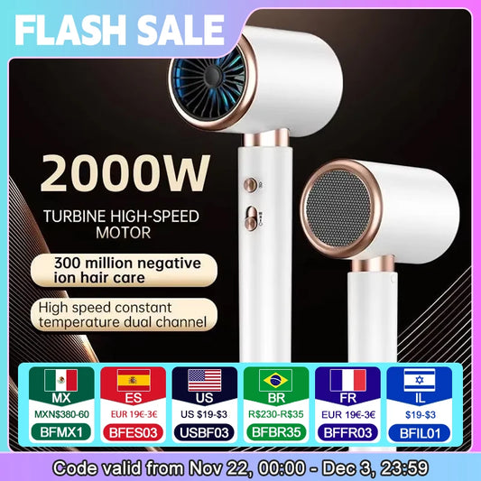 🔥 TurboAir 2000W Ionic Hair Dryer – Ultra-Fast Electric Turbine Blow Dryer with Constant Heat, Low Noise & Pro Styling Power | The Ultimate Home Salon Essential
