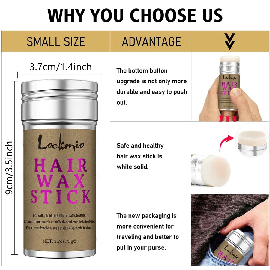 🔥 LOCKMIO Flyaway Hair Wax Stick – Tame Frizz, Smooth Baby Hairs, and Slay Every Style | No Mess, No Residue, All Control