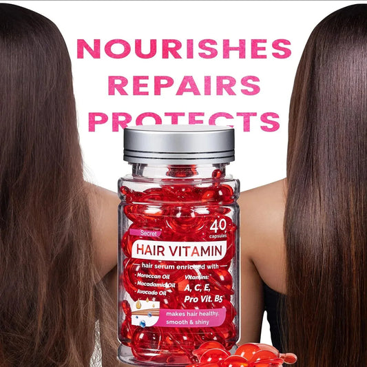 🧴 Transform Your Hair Instantly – Moroccan Agam Vitamin Oil Capsules for Silky, Damage-Free Hair (40 Count)