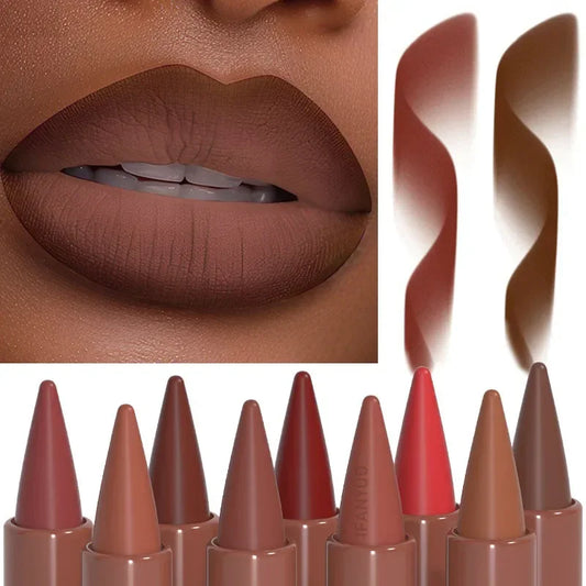 Tapered Gradient Lip Liner Matte Black Brown Velvet Lipstick Waterproof Non-Sticky Contouring Tint Lipliner Crayon Lip Makeup