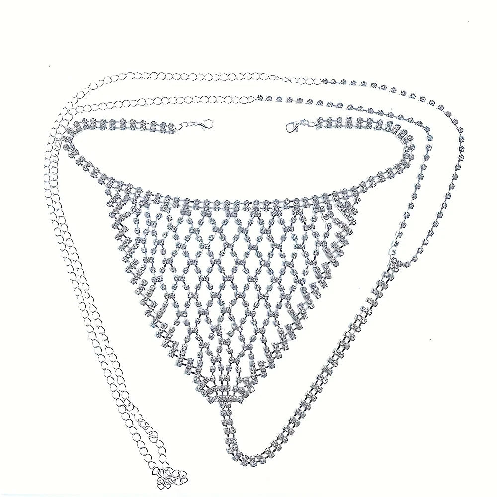 Crystal Mesh Rhinestone Bra & Thong Body Chain Set