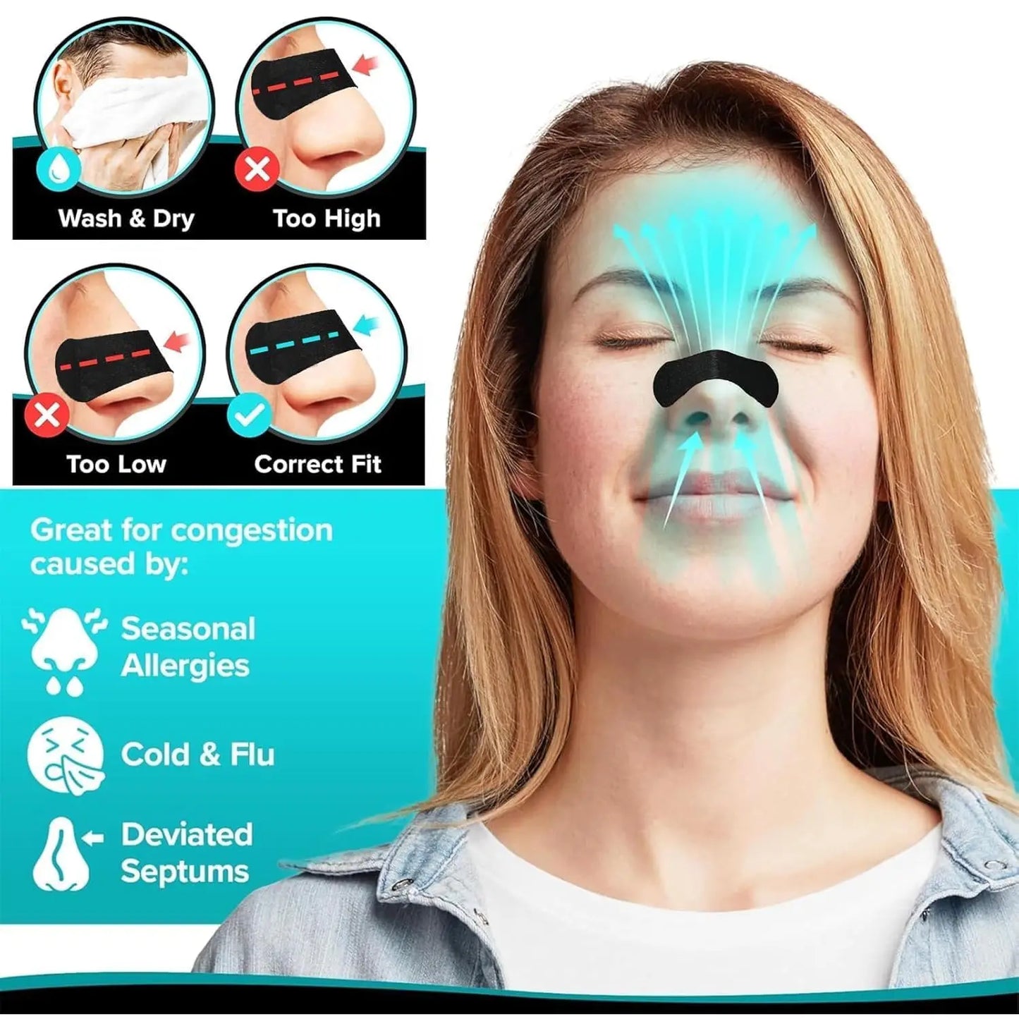 Nasal Strips, Breathable Nose Strip, Nasal Dilator for Snoring & Sleeping, 30/60/90pcs Oil & Sweat Proof Adhesive Nasal Care Strips, Breathing Nasal Patches, Body Care Kits