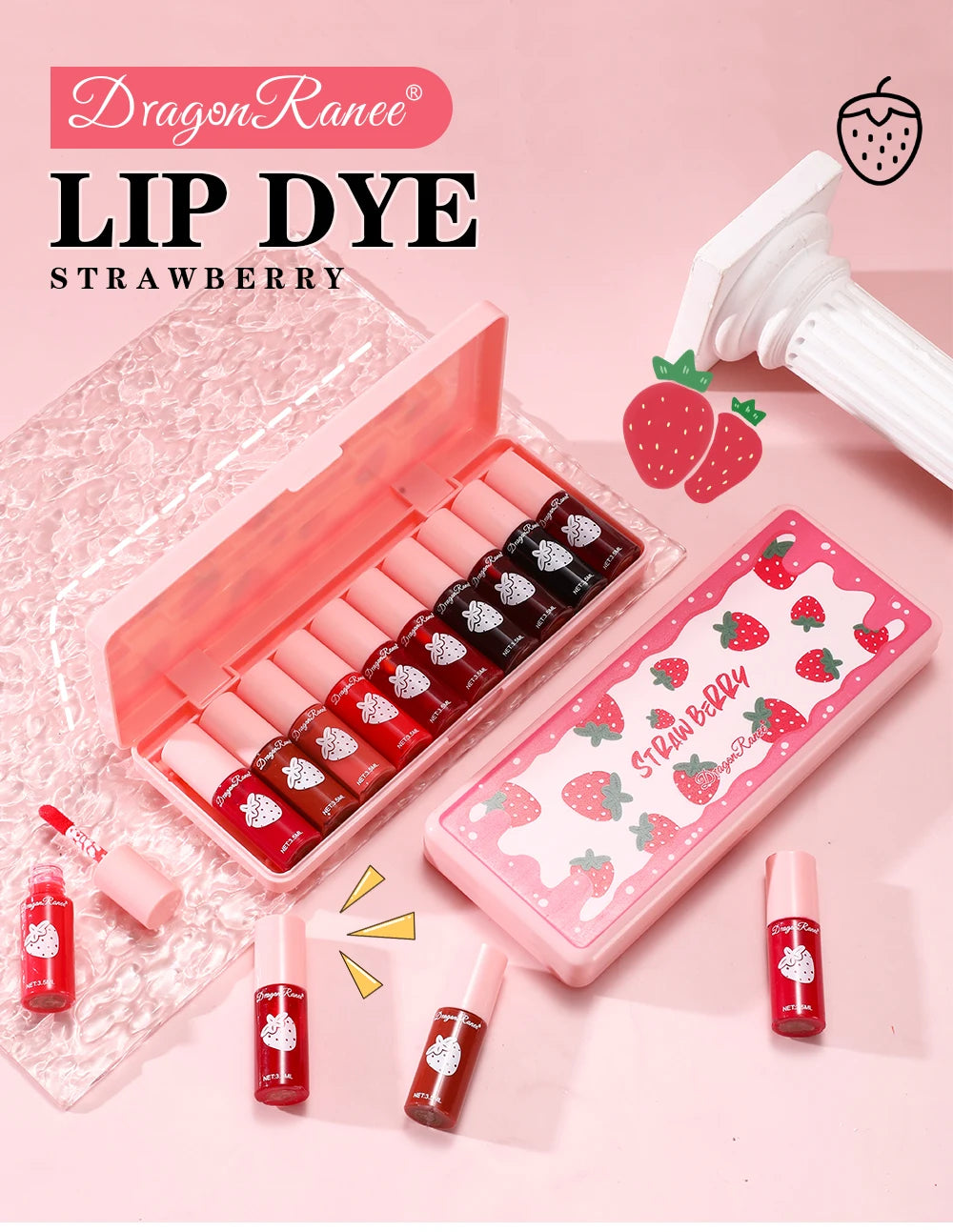 10-Piece Hydrating Water Lip Tint Set – Long-Lasting, Non-Fading, Transfer-Proof Liquid Lip Stain Collection