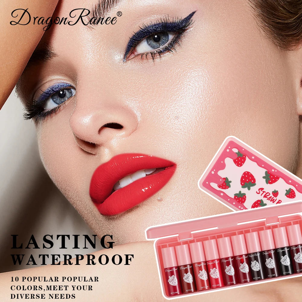 10-Piece Hydrating Water Lip Tint Set – Long-Lasting, Non-Fading, Transfer-Proof Liquid Lip Stain Collection
